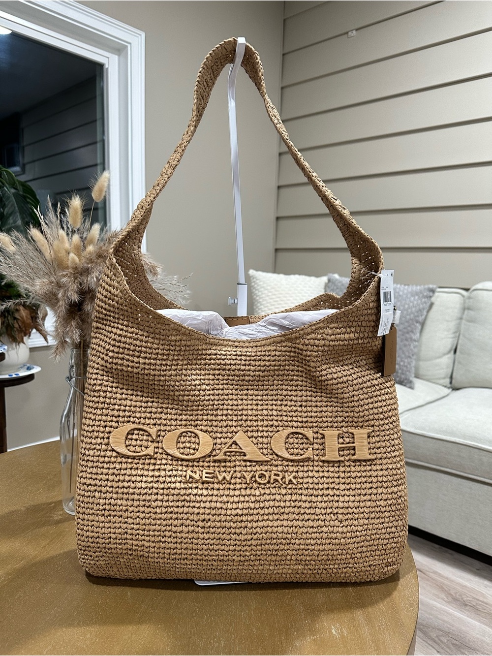 Coach Brooklyn Straw 39 Shoulder Bag - Picture 1 of 5